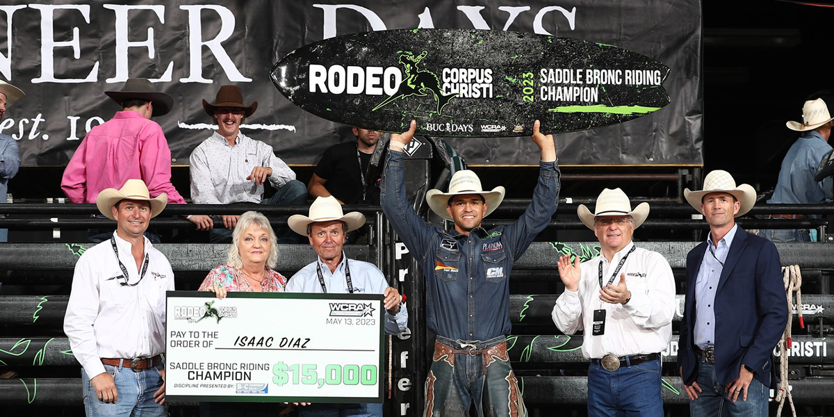 ISAAC DIAZ WINS RODEO CORPUS CHRISTI TO REMAIN IN CONTENTION TO BE THE SECOND VICTOR OF THE WCRA TRIPLE CROWN OF RODEO $1 MILLION BONUS